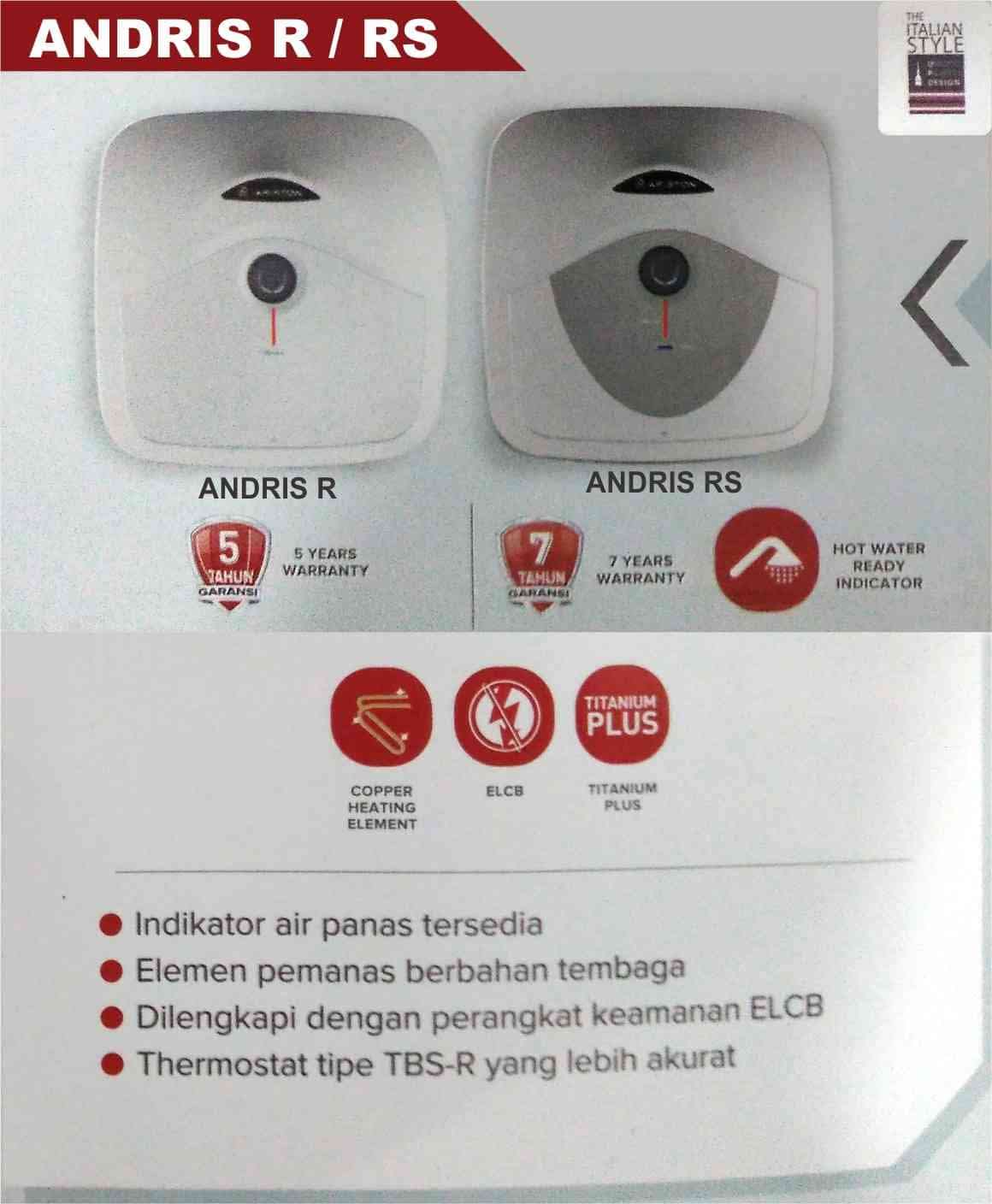 Ariston Andris R 15 Liter Listrik 350 Watt Water Heater ...